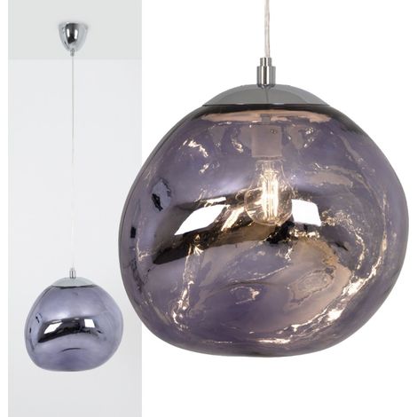 Plafonnier en verre métallisé violet  E27, Ø36 cm