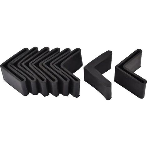 Ecleanfy - 40 x 40 mm Noir sourcing map 8pcs Casquette Pieds Chaise Angle Fer Forme L Patin Meuble Table Embout Capouchon Cornière Protection en Caoutchouc (1/5)