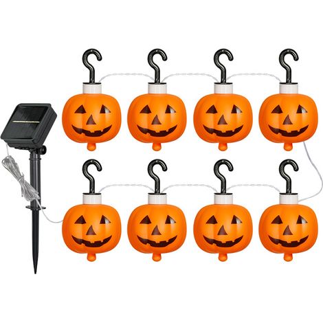 Lanterne Citrouille Halloween Solaire avec Toiles d'Araignée, Lumière Extérieure Étanche pour Jardin, Suspension ou Pose au Sol (1/2)