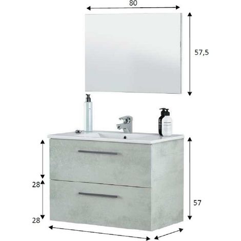 Kit mobile bagno aruba 2 cassetti cm.80x45x57h finitura cemento - Salone (1/3)