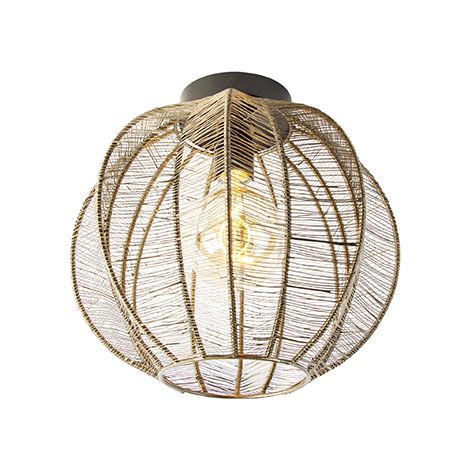 QAZQA Industrial Plafón industrial bronce con negro - Dong Acero Redonda Adecuado para LED Max. 1 x 40 Watt