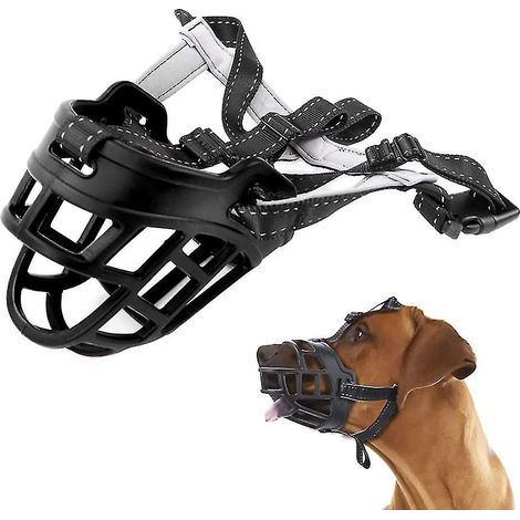 Muselière panier en silicone respirant pour chien, anti-aboiements, anti-morsures et anti-mâchouillage, pour chiens de petite, moyenne et grande taille - Taille 3 - Noir (1/5)