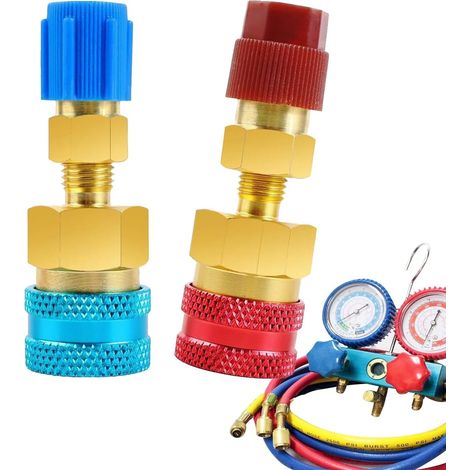 2 Pack R134a Adapter Quick Connect Kit Refrigerant Refill Up and Down Adapter R134a to R1234yf Evacuation and Charging System (1/5)