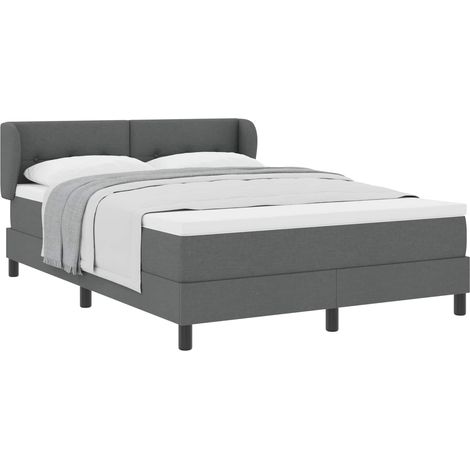 Maison Exclusive - Letto a molle con materasso Grigio scuro 140 x 190 cm Tessuto