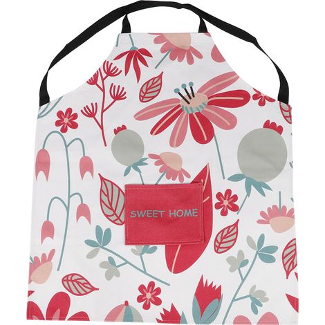 Tablier de Cuisine en Coton et Lin avec Poche, Style Ajustable par Liens Arrière, Anti-Taches, Rouge, pour Adulte, Protection Vêtements (1/5)