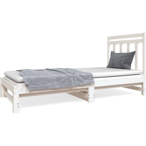 Lit coulissant blanc sans matelas, 2 x (90 x 190 cm) (1/5)