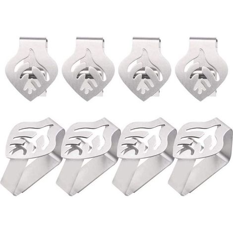 Feuilles FormenTischtuchklammer 8 Set, Argent en acier Inoxydable Nappe Crochet Clips de 2,5 à 3,5 cm d'Épaisseur Table, à l'Intérieur à l'extérieur Tischtuchhalter (1/4)