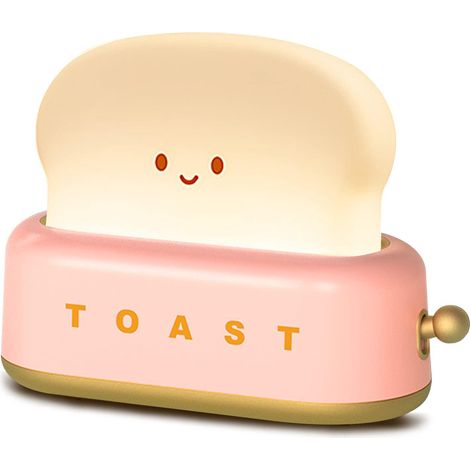 Lampe grille-pain décorative de bureau mignonne, veilleuse LED kawaii en forme de pain grillé, rechargeable et portable avec minuterie, idées cadeaux de Noël pour bébés, enfants, filles et adolescents (1/5)