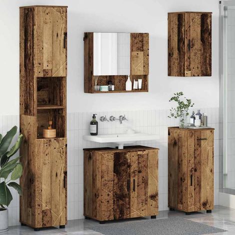 Badezimmermöbel Set 5 pcs Altholz 61 x 35 x 64 cm Holzwerkstoff vidaXL (1/5)