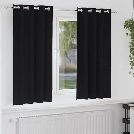 Verdunkelungs-Vorhänge mit Ringen 2 pcs Schwarz 175 x 140 cm
