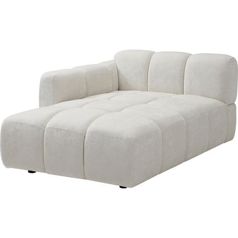 Méridienne gauche en tissu texturé blanc cassé CARLIVI