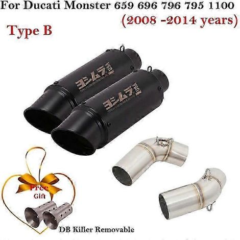 Silenciador De Fibra De Carbono Para Motocicleta, Tubo De Enlace De Escape Para Ducati Monster 659, 696, 795, 1100, Hypermotard 796, 2008-2014, Db Kil( Type B)