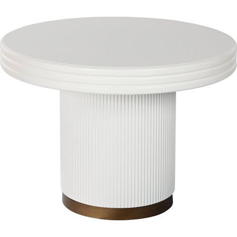 Table basse blanche élégante en bois mdf style contemporain - blanc mat avec détail doré (1/5)