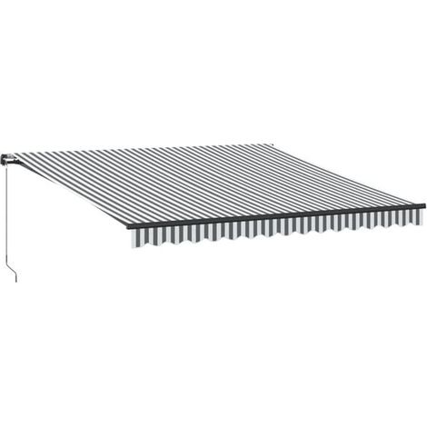 Store banne manuel rétractable avec éclairage LED, blanc anthracite, 400 x 350 cm (1/5)