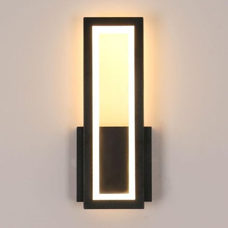 Applique Murale Intérieure LED, 16W 2000LM Moderne Acrylique Lampe Murale Noir, Luminaire Mural 3000K Blanc Chaud pour Chambre, Salon, Couloir, Escalier, 32CM (1/4)