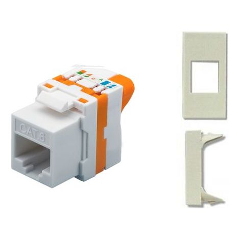 TechLy presa di rete RJ45 UTP Cat.6 tooless + Legrand Cross bianca