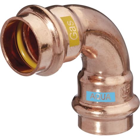 HS AQUAGAS V Bogen 42 x 42 mm 452004242 Kupfer, 90Grad, I/I, Press Copper, Fitting für Gas und Wasser
