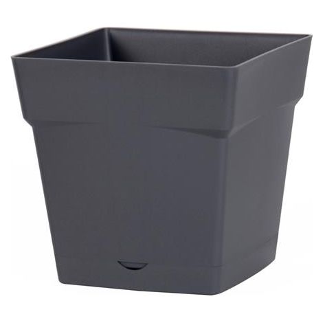 EDA – Jardinière carrée 17,4x17,4x17cm – 3,4L – Polypropylène gris anthracite – Résistante au gel et UV – Pré-perçage et réserve d'eau (1/4)