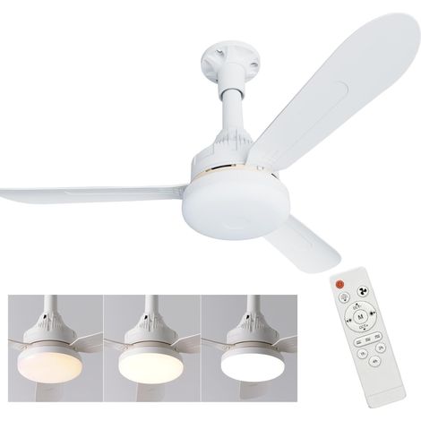 LEDANDER Ventilateur de plafond avec éclairage, tige d'extension filetée, température de couleur 3000–6500 K, éclairage trois tons, trois vitesses de ventilation, source lumineuse COB à spectre comple (1/5)