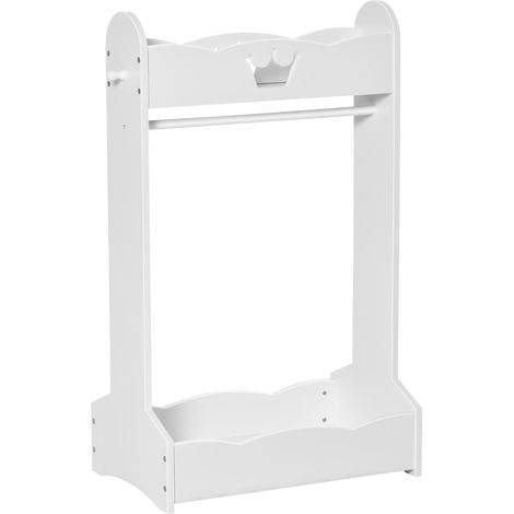 Porte-manteau enfant avec étagères et crochets latéraux, mobilier de chambre d'enfant en bois, 70,5 x 37 x 103 cm, blanc (1/5)
