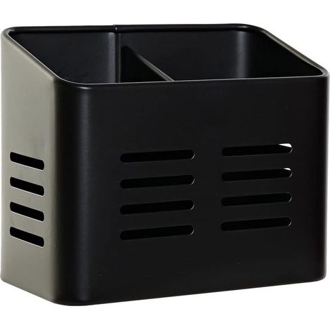 Abtropfgestell - Halter - Besteck- und Organizer-Halter - Doppelter Küchenutensilienhalter - Stahl (430 Schwarze Beschläge)