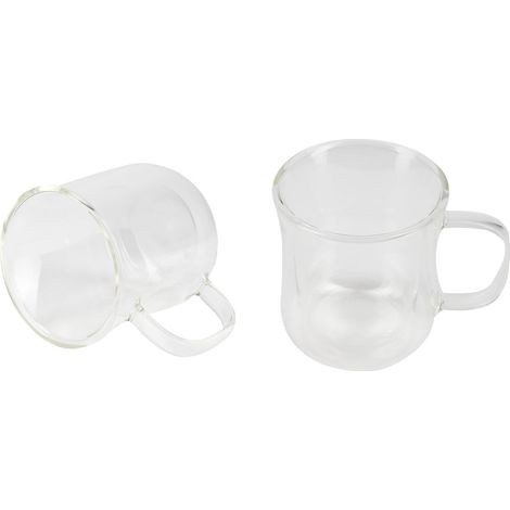 Lot de 2 verres double paroi de 230 ml Fabriqué en Borosilicate Pour les amateurs de café et de thé Facile à laver Passe au micro-ondes et au lave-vaisselle (1/3)