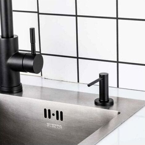 500ml Acier inoxydable Distributeur de savon Noir Pompe à Savon pour Evier de cuisine (1/3)