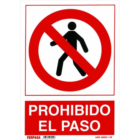 WURKO cartel 3014 29,7x21 cm prohibido el paso , Cartel de prohibición 3014 ( Prohibido el Paso )Tamaño 29,7x21cmFabricado en PVCColor Blanco y RojoNorma UNE.