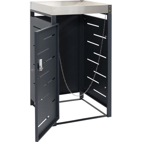 Contenitore esterno per 1 bidone da 80/120 litri 110x60x62 cm con fioriera in acciaio inox 040010367
