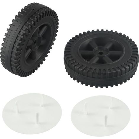 Lot de 2 roues de rechange en plastique robuste pour barbecues à gaz Charbroil et chariots de cuisine d'extérieur (noir + enjoliveur) (1/4)