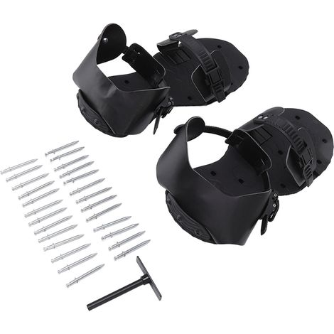 paire de sandales à pointes en PU pour aérer le gazon, outil d'aération pour la santé des plantes de jardin, noir (1/5)