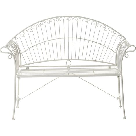 Banco de jardín de hierro 2 plazas estilo vintage retro exterior blanco crema Gualea (1/5)