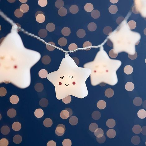 20 luces LED blancas cálidas en forma de estrella para la decoración de habitaciones infantiles (alimentadas por USB) (1/4)