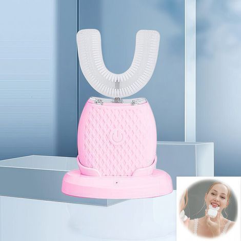 360° Automatic Ultrasonic Sonic Toothbrush, Rechargeable and Waterproof Electric Toothbrush, Teeth Whitening Brush for Travel and Home (Pink) (1/5)