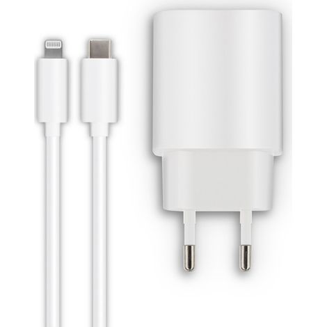 Chargeur secteur 1 USB-C 20W Power Delivery+câble USB-C/Lightning 1,2 m - blanc (1/5)