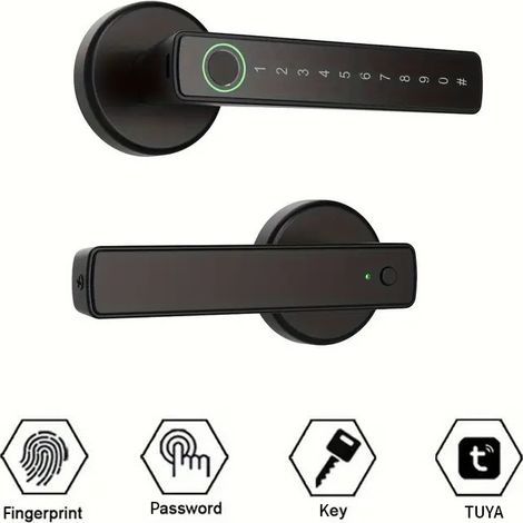 Schlüsselloses Smart-Lock, biometrische Verriegelung mit Fingerabdruckerkennung für Haustüren, sicheres elektronisches System für Zuhause und Büro. (1/5)
