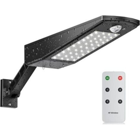 Lampe Solaire Exterieur 48 LED 3000lm, IP65 étanche lumiere projecteur solaire exterieur, avec Support réglable et Télécommande, 180° lampe solaire exterieur detecteur de mouvement pour Jardin [Classe (1/5)