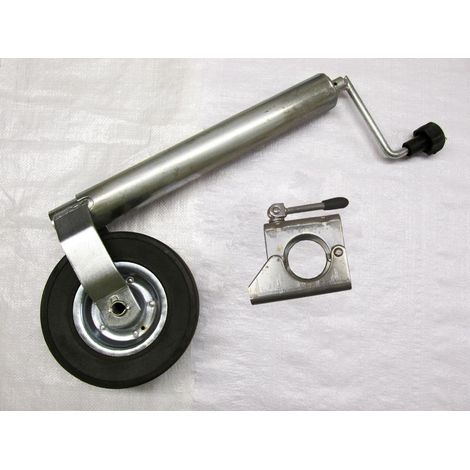 Jockey Wheel with Clamp 60MM  (Metal Rim Guide Trailer Caravan Heavy Duty Rubber) (1/2)