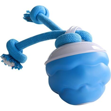 Balle électrique pour animaux de compagnie, roulant automatiquement, avec une ficelle qui émet un couinement, adaptée aux chats et aux chiots de petite et moyenne taille (bleue).