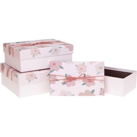 Geschenkbox mit Schleife, 3 Rosettenblüten