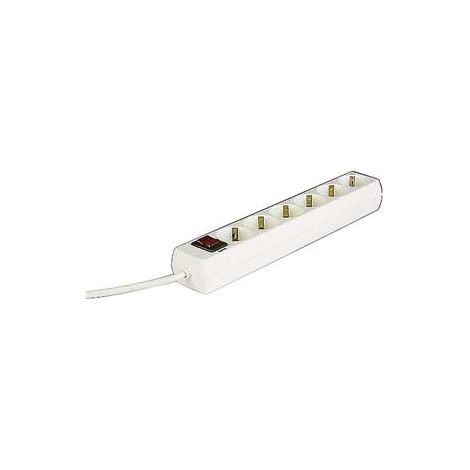 BLOQUE DE TOMAS 6 VIAS CON INTERRUPTOR 1,4M HAMA BLANCO 00030384