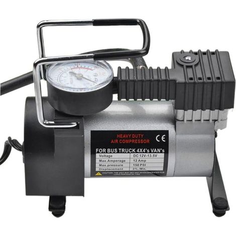 Compresseur d'air électrique portable 12 V CC avec manomètre et long câble d'alimentation pour pneus de voiture, moto, vélo, ballon de basket et plus encore. (1/5)