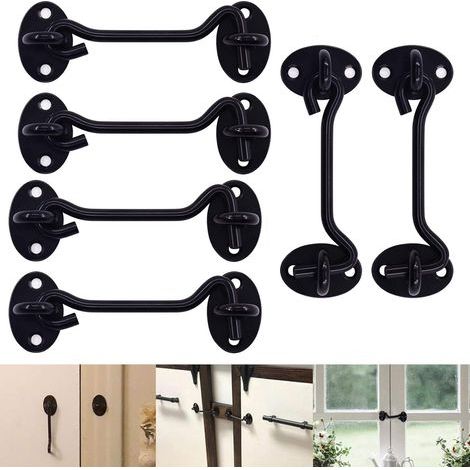 Lot de 6 loquets de porte de grange en acier inoxydable robuste avec vis de montage, crochets de cabine et loquet pour fenêtre, porte coulissante, chambre à coucher (1/5)