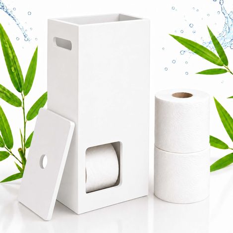 HxLxP: 50 x 25 x 14 cm, porta 8 rotoli, maniglia, MDF, bianco (1/5)
