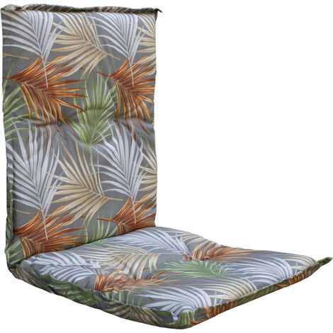 Universal Niedriglehner Polster Auflage 100 x 50 cm - Palmenblätter - Gartenstuhl Niederlehner Kissen mit grafischem Muster