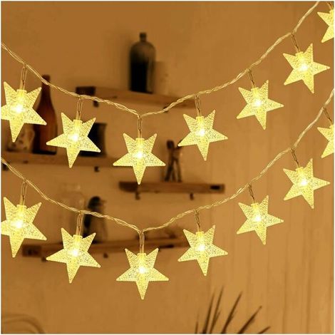 Guirlande Alimentée par Piles 6 Mètres, 40 LED Lumières Féériques d'Intérieur et Extérieur Idéal pour Noël Halloween Décoration de Salle de Mariage Fête de Jardin (Blanc Chaud) (1/5)