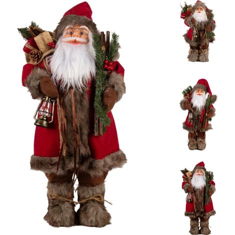 Grande et mignonne décoration de Noël Père Noël, décoration de fenêtre intérieure/extérieure, décoration de table, décoration de Noël pour véranda/magasin (30 cm).