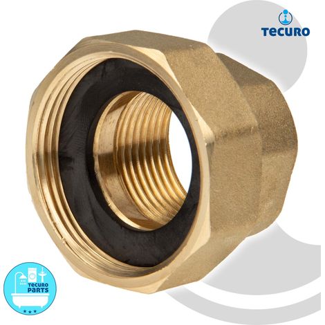 tecuro Pumpenverschraubung ÜWM 1 1/2 x IG 1 Zoll DN 25 -flachdichtend - Messing blank (1/5)