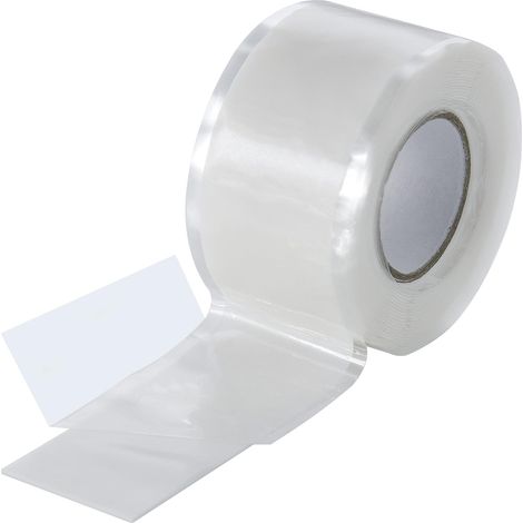 1x 3m Ruban en silicone auto-fusionant (auto amalgamant, auto-vulcanisant), Ruban isolant et Bande d'étanchéité (eau, air), 25 mm de large, blanc (1/3)