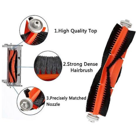 NALOOKAMIC Pièces détachées pour aspirateur robot Xiaomi Roborock 1S S50 S51 S52 S55 : filtre HEPA, brosse latérale, brosse principale (1/4)